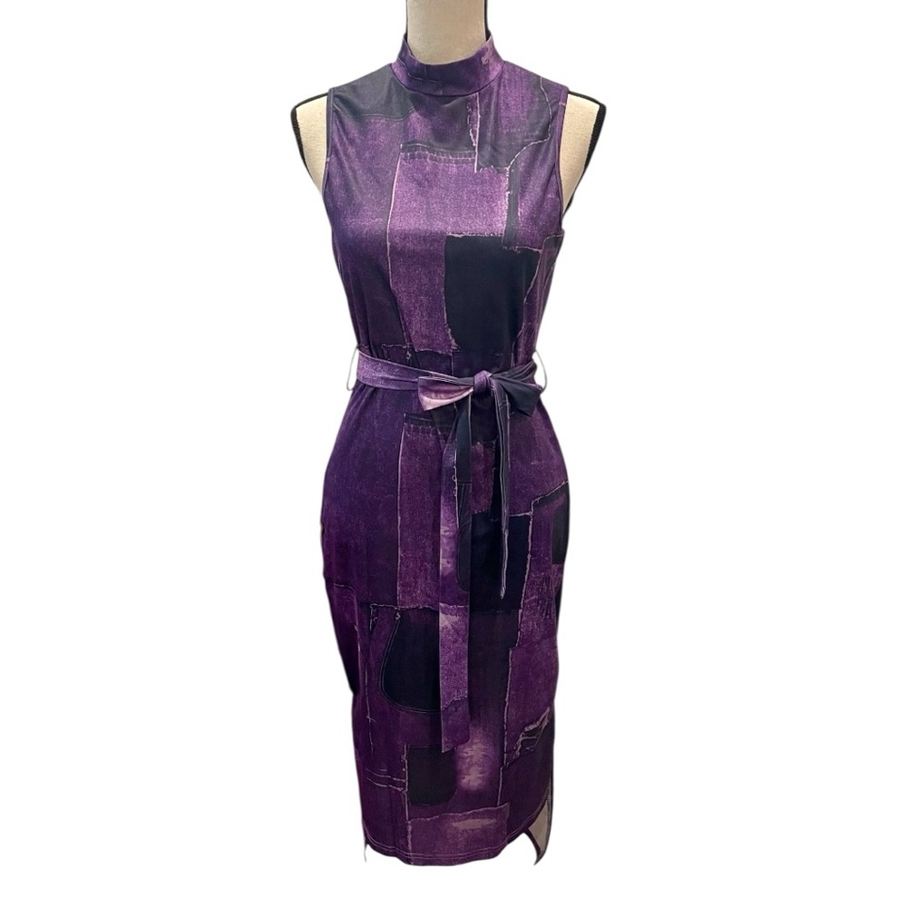 Chic Purple Patchwork High Low Dress
